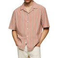 Men's Retro Striped Patchwork Half Sleeve Cardigan | 9 Colors Men's Cardigan Qme White XL