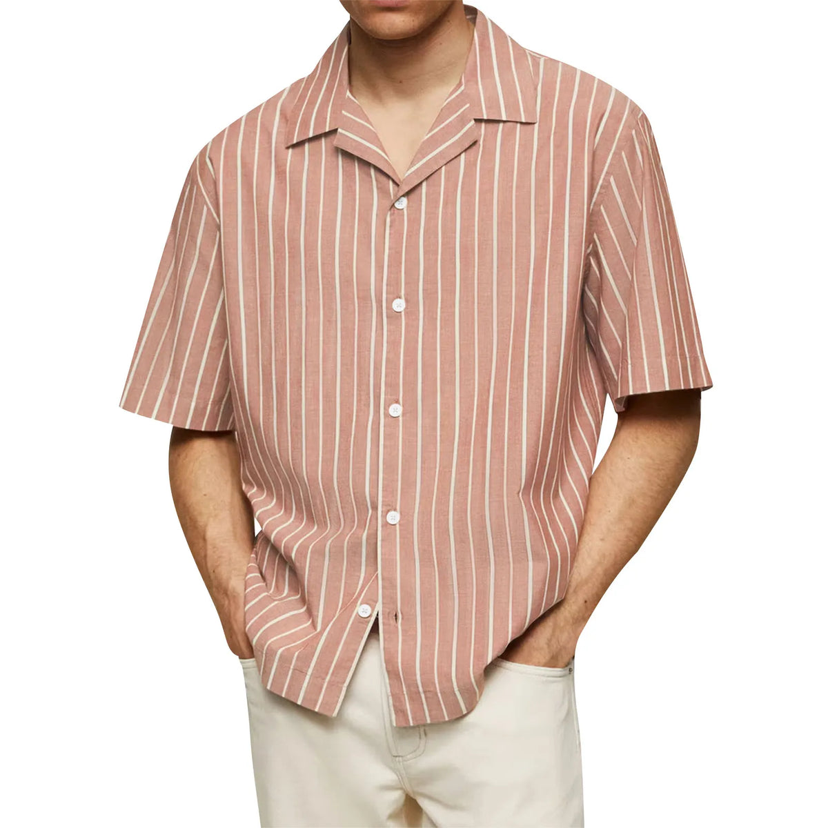 Men's Retro Striped Patchwork Half Sleeve Cardigan | 9 Colors Men's Cardigan Qme White XL