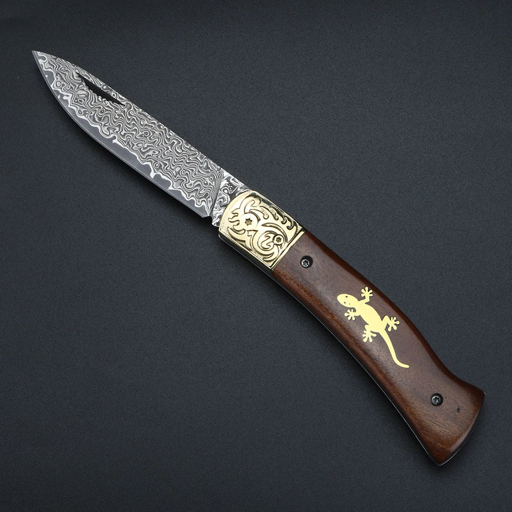 XUANFENG X61 Damascus Folding Knife – Stainless Steel Handle Folding Blade Knife Qst 1 pcs