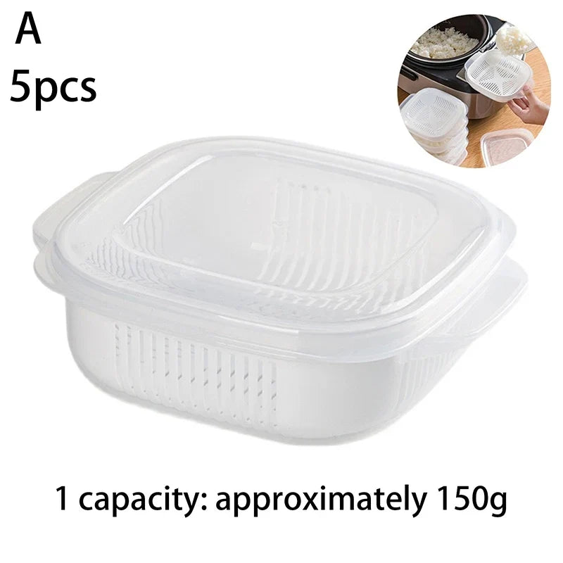 Rice Portion Fresh-Keep Box – Freezer & Microwave Safe Container Food Storage Container Qme A 5pcs