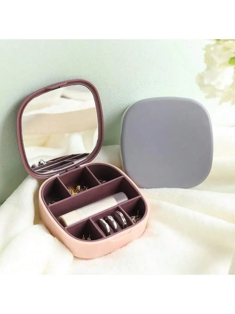 Mirror Jewelry Box – Travel Earring & Necklace Storage Bag Travel Jewelry Organizer Qme