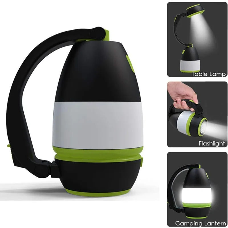 LED Camping Lamp 3-in-1 Flashlight USB Rechargeable Waterproof LED Camping Lamp Qme