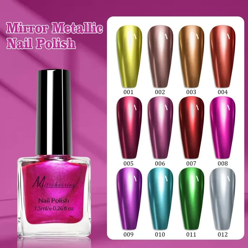 Qme Chrome Nail Polish 12 Colors – Mirror Effect, No UV Lamp Chrome Nail Polish Qme