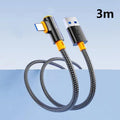 USB-C 240W Fast Charging Cable 90° Elbow | 1M–3M | Qme USB-C Charging Cable Qme black A-C 3m