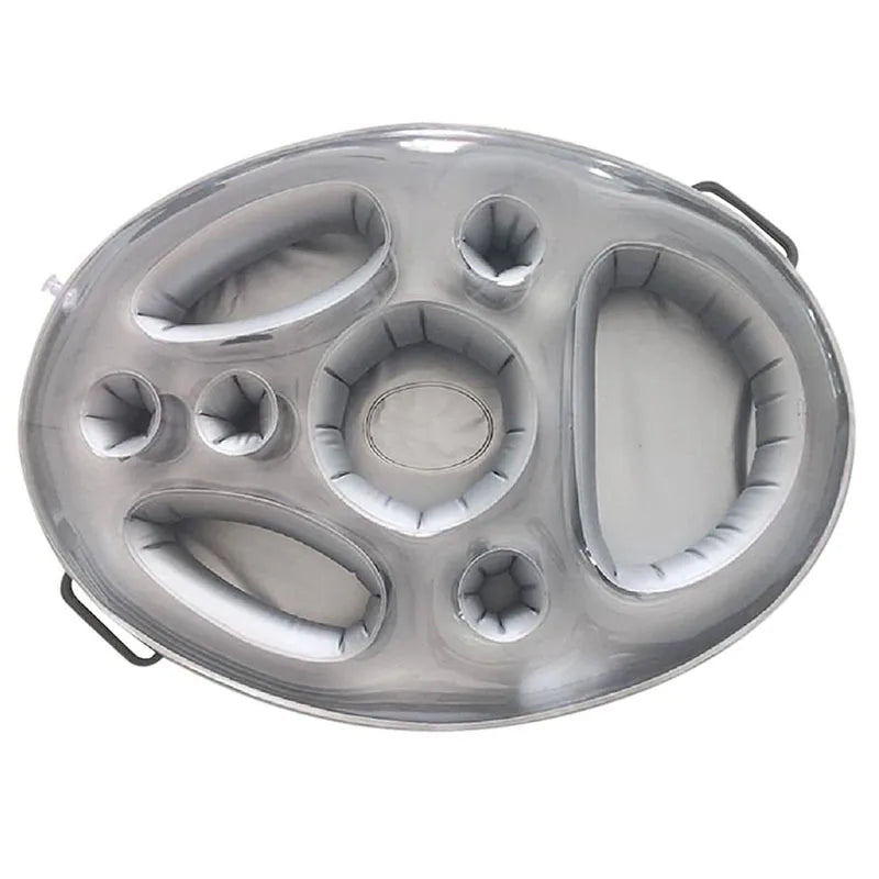 Inflatable Floating Pool Drink Tray & Cooler Rack | PVC Floating Pool Drink Tray Qme Light Grey