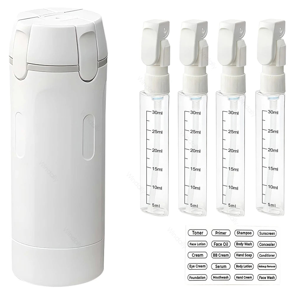 4-in-1 Leak-Proof Travel Dispenser Bottles 30ml – Portable Set Travel Dispenser Set Qst White