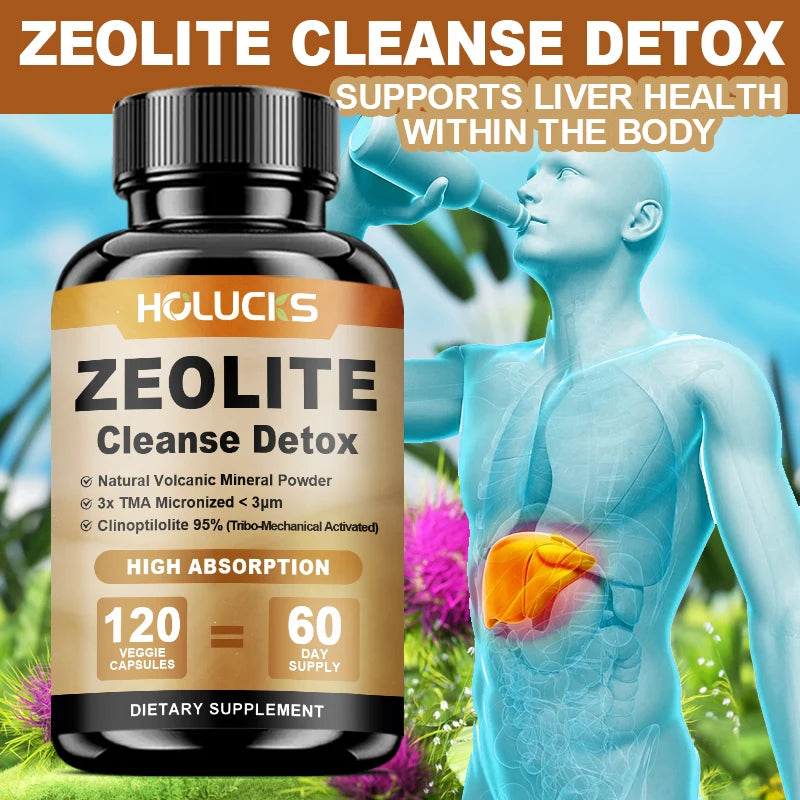HOLUCKS Zeolite Detox Capsules – Full Body Cleanse, Non-GMO Detox Supplement Capsules Qst
