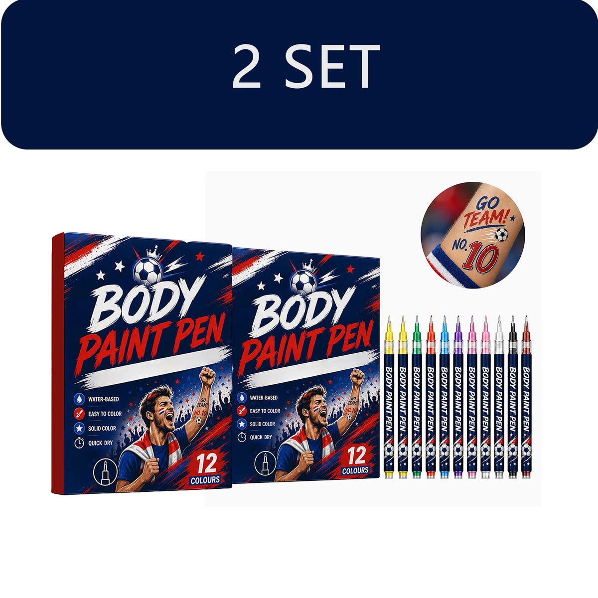 12-Color Body Paint Markers – Washable Face & Nail Art Pens Body Paint Markers Qst 2set