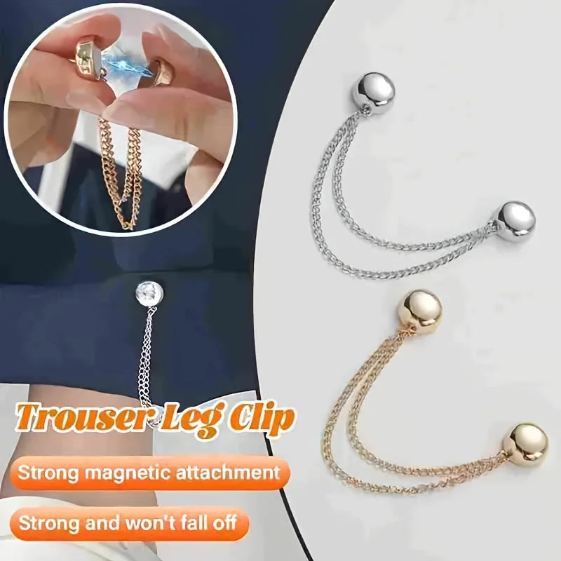 Magnetic Clothing Clips Adjustable Chain Spherical Trim – 4pc Set Clothing Clip Set Qme