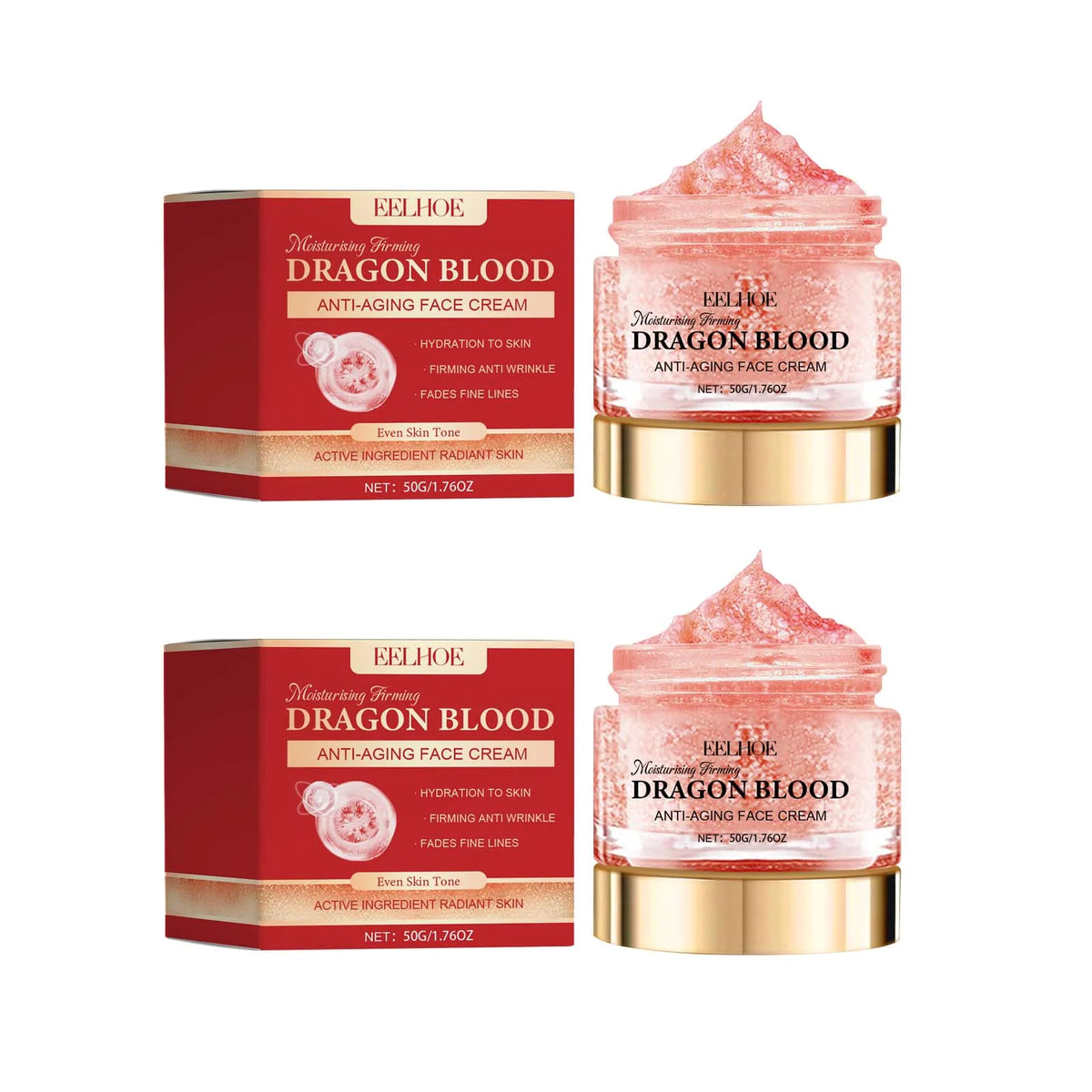 Dragon Blood Face Cream – Pore Minimizing & Fine Line Smoothing Face Moisturizer Cream Qme 2 x 50g Boxed