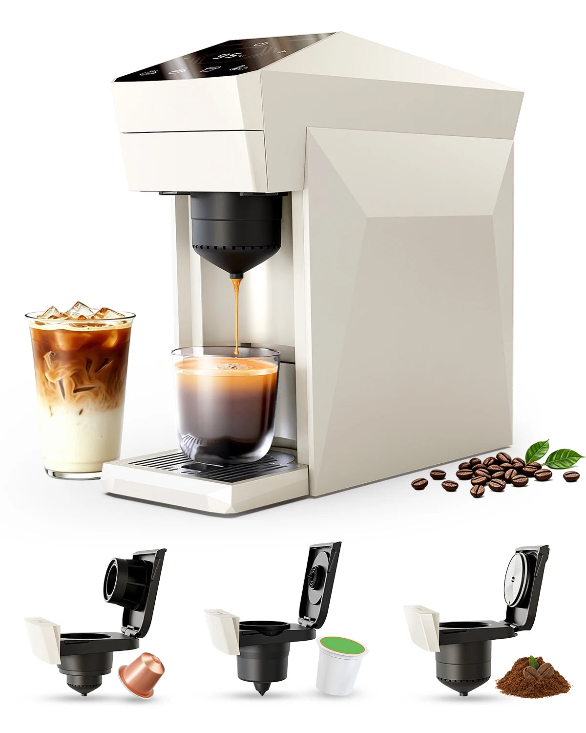 RECAFIMIL 3-in-1 Capsule Coffee Machine | Hot & Cold Espresso Capsule Coffee Machine Qst