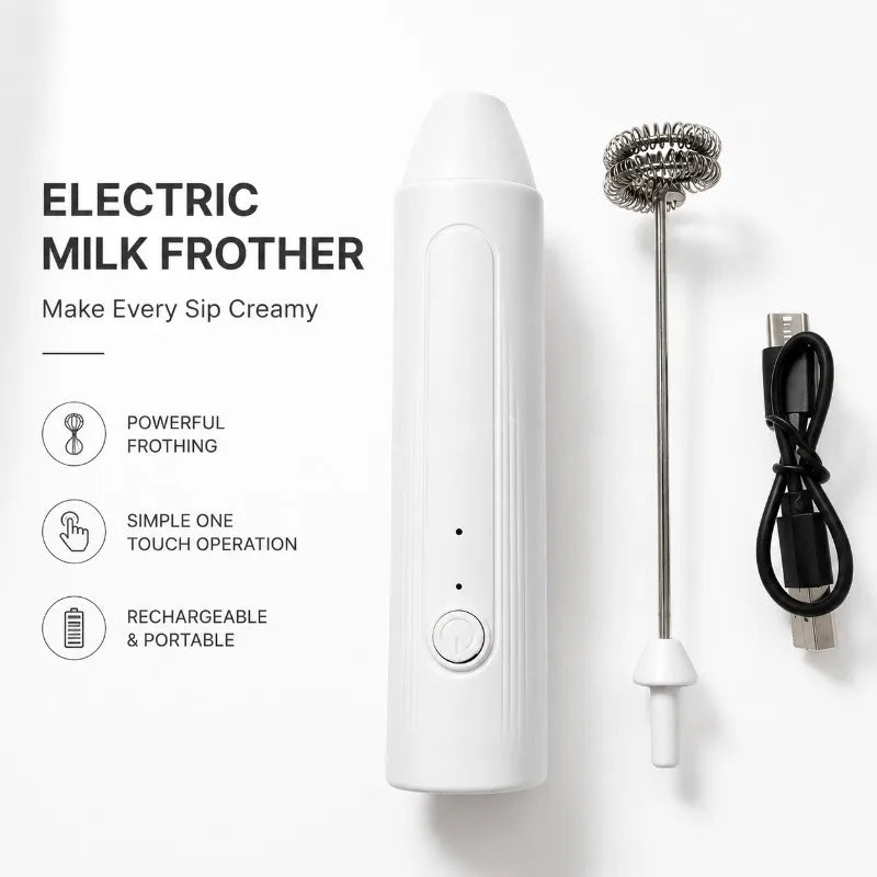ZARTSEN 2-in-1 Rechargeable Milk Frother – 3-Speed USB-C Electric Milk Frother Qst