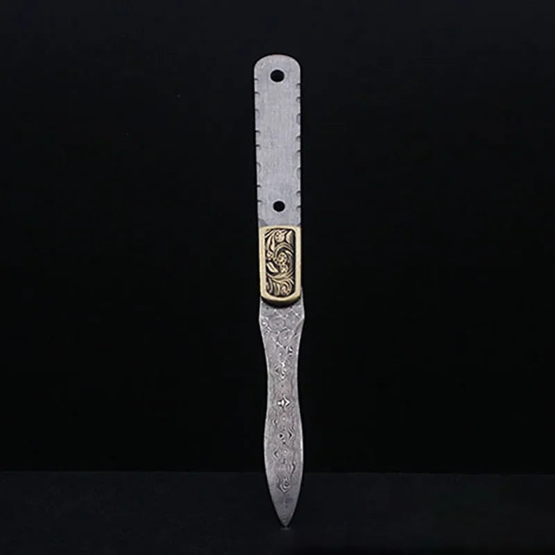 Damascus Steel Tea Knife Blank – DIY Mini Fixed Blade Billet Knife Making Blank Qst A