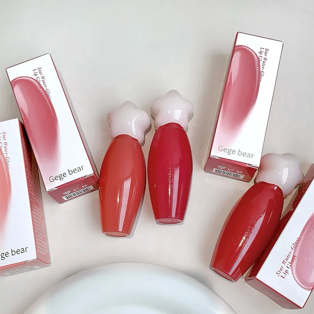 Gege Bear Water Gloss Lip Gloss – Mirror Finish Long-Lasting Lip Gloss Qme