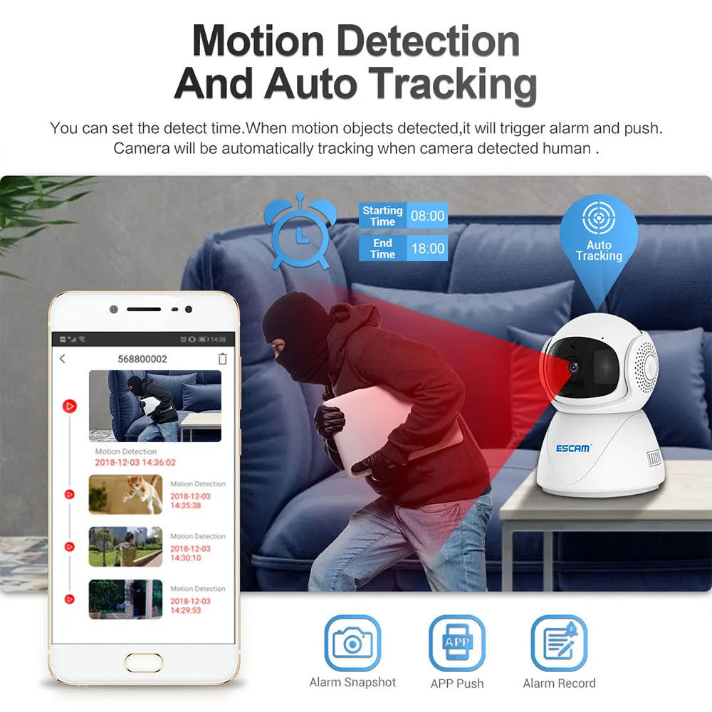 ESCAM PT201 1080P WiFi Security Camera with Night Vision WiFi Security Camera Qme