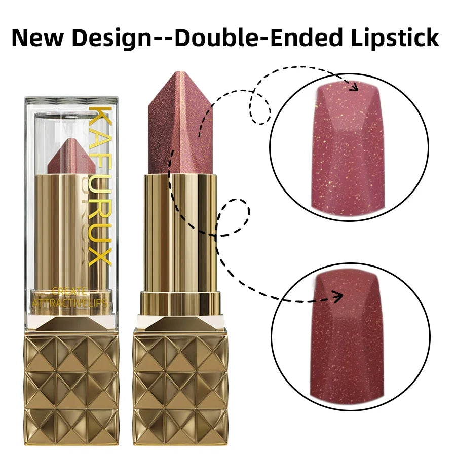 Glitter Metallic Two-Tone Lipstick – Matte Pearlescent Lip Tint Metallic Lip Tint Qme
