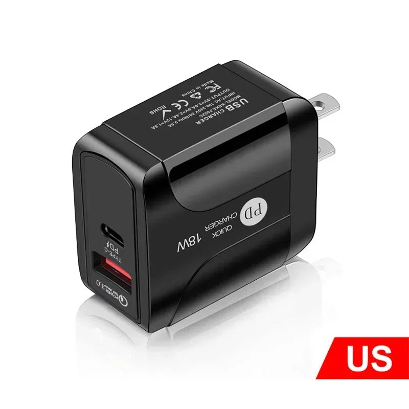 PD 12W USB-C Travel Charger 5V/2A – EU, US & UK Plug USB-C Wall Charger Qme