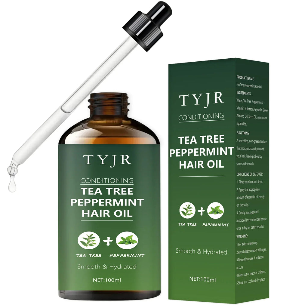 Tea Tree & Peppermint Essential Oil – Skin, Hair & Body Essential Oil Blend Qme green 100ml peppermint