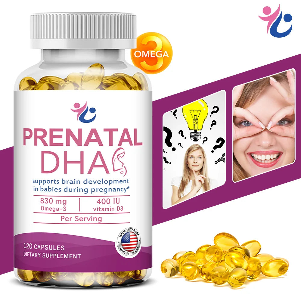 Prenatal Omega-3 DHA EPA & Vitamin D3 Capsules | Fearathe Prenatal Supplement Qst