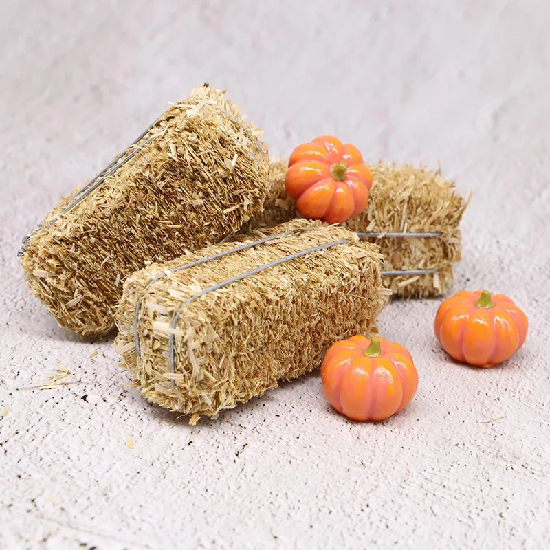 6pcs Miniature Hay Bales – Resin Dollhouse Farm Decor Set Miniature Figurine Set Qst