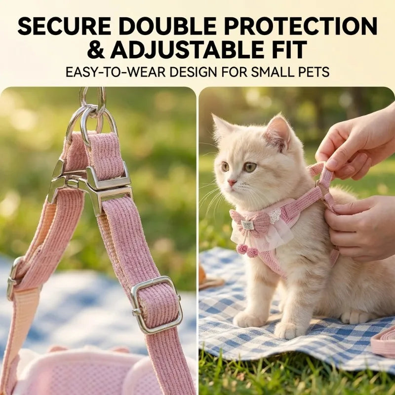 Adjustable Ventilated Dog Harness & Leash Set – Small/Medium Pet Harness Leash Set Qme