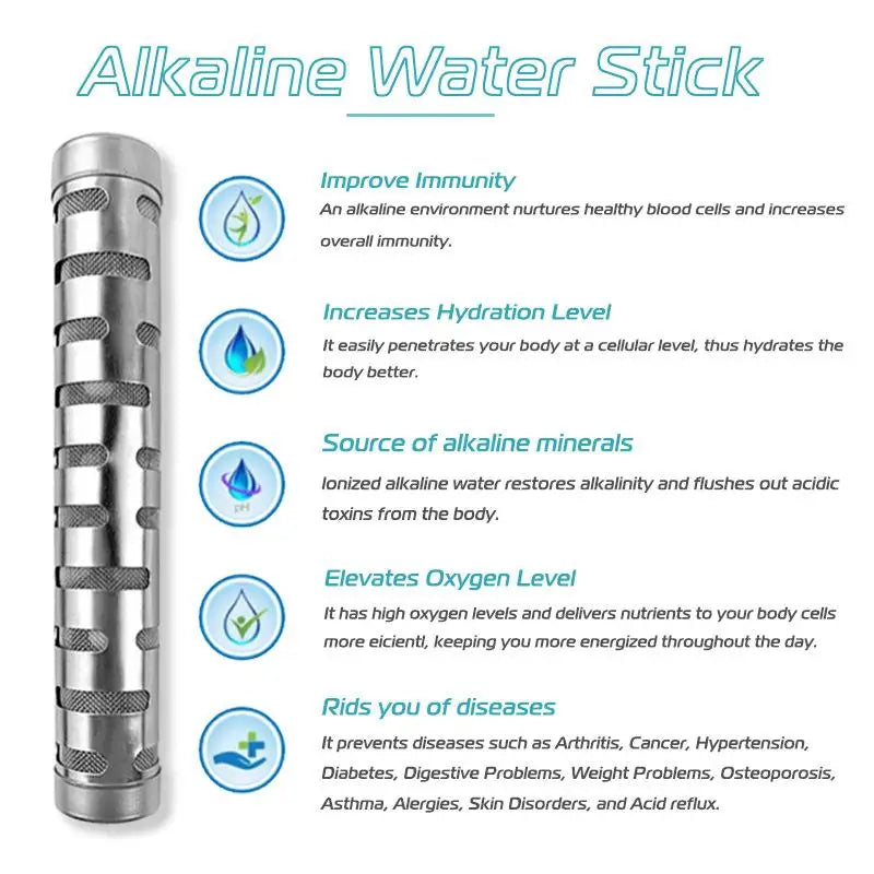 Alkaline Water Stick – Stainless Steel pH Ionizer & Filter Alkaline Water Filter Qst