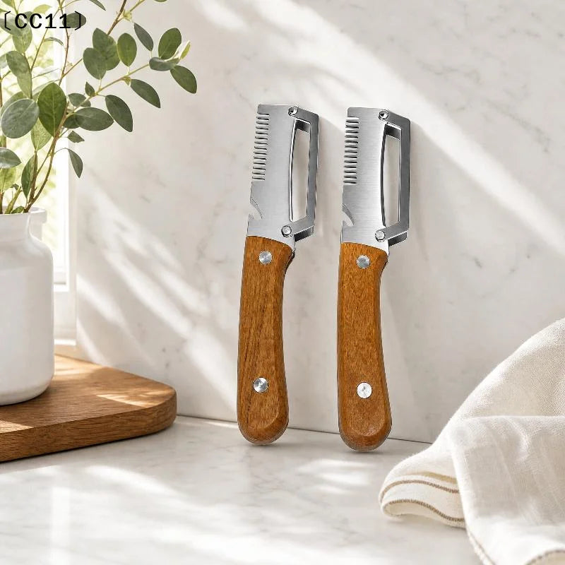 3-in-1 Stainless Steel Serrated Vegetable Peeler & Slicer Vegetable Peeler Qme