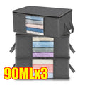Foldable Clothes Storage Bag – Non-Woven Closet Organizer Bin Closet Storage Bag Qme 3PCS-90L
