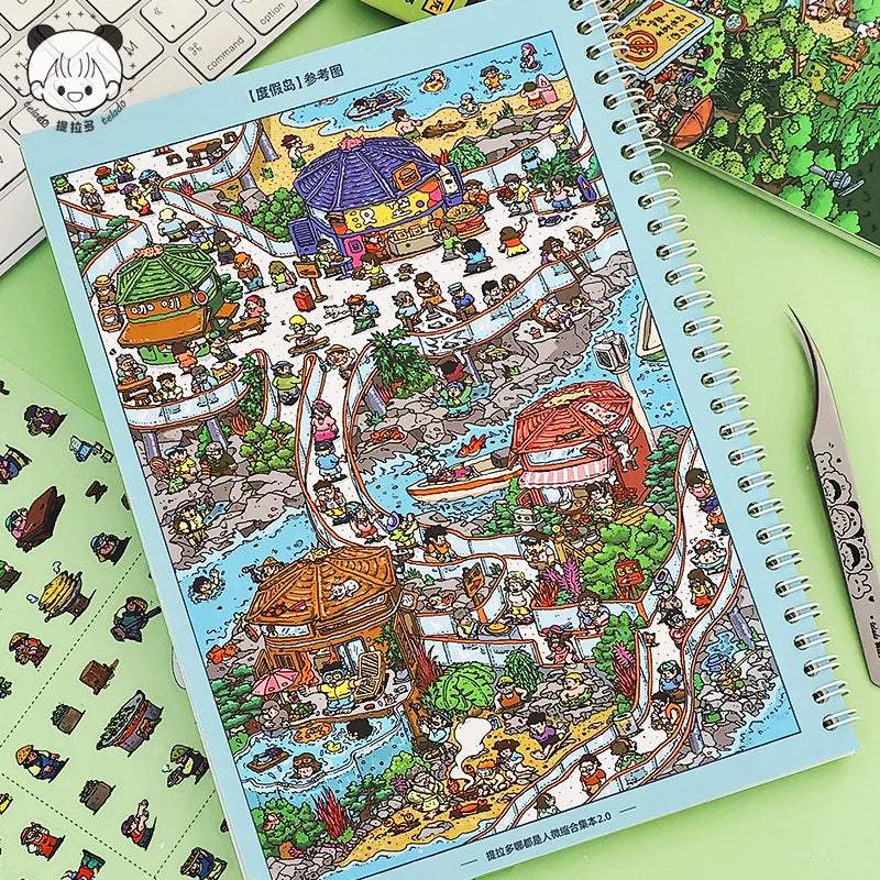 TIANZI Miniature Scene Sticker Book – Everything Human 2.0 Miniature Sticker Book Qme