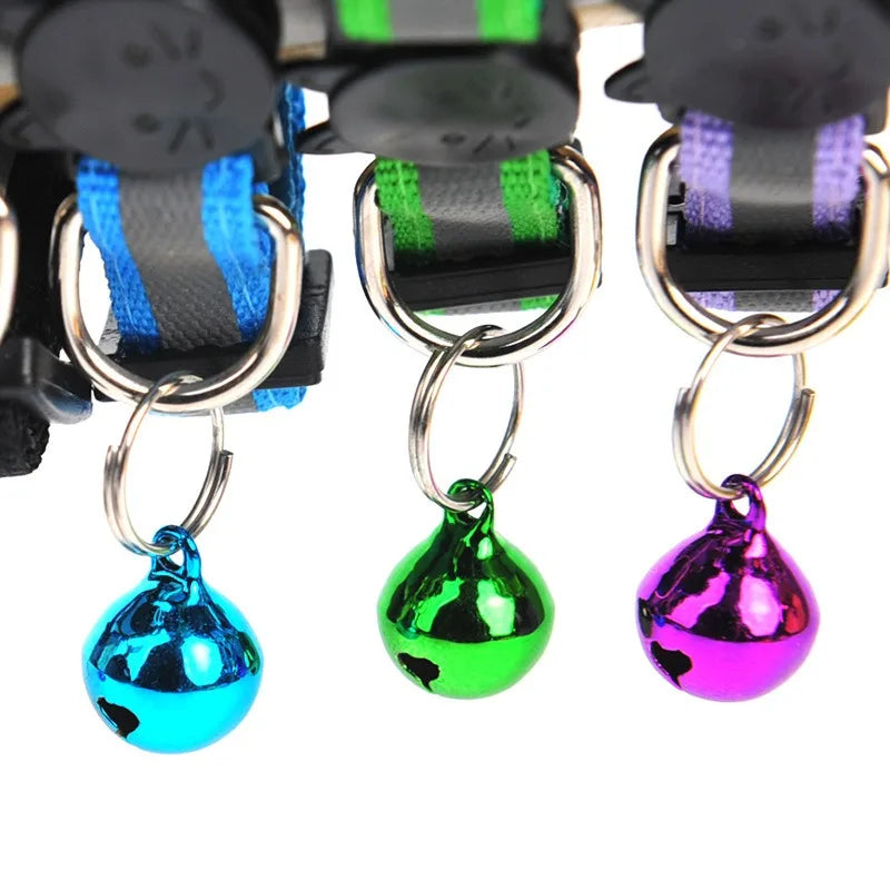 Reflective Cat Collar with Bell – 6-Piece Nylon Set Cat Collar Set Qme