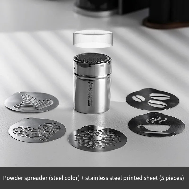 Bincoo Stainless Steel Coffee Powder Shaker & Cocoa Sifter Set Coffee Powder Shaker Qst steel 6pcs set