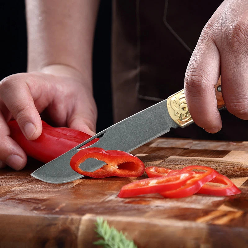 Folding Kitchen Knife – Stainless Steel Blade & Wood Handle Folding Kitchen Knife Qst