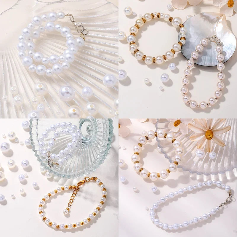 1200pcs Resin Pearl Beads Kit – 5 Sizes Round DIY Craft Beads DIY Craft Beads Qme