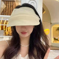 Foldable Organza Visor Cap – Lightweight Sunshade Hat for Women Women's Visor Hat Qst Beige