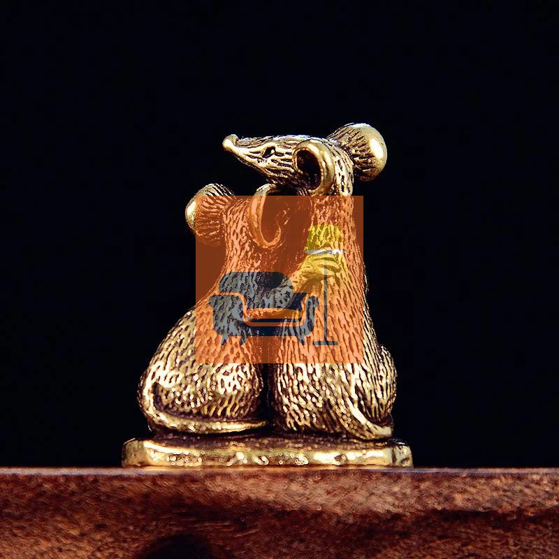 Antique Copper Rat Miniature Statue Desktop Figurine Ornament Miniature Figurine Qme