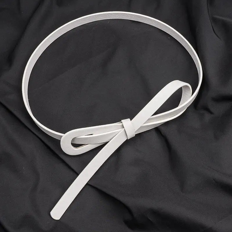 Vintage PU Leather Waist Belt – Slim Tie Belt for Women Women's Waist Belt Qst C