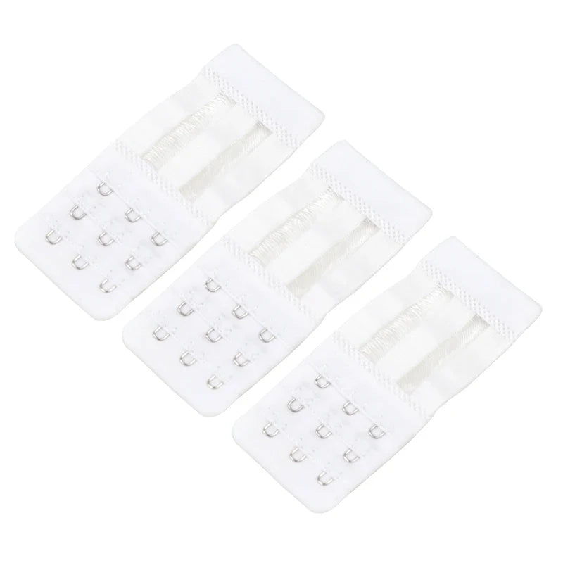 Women's 3-Hook Elastic Bra Extension Strap Clip Expander Bra Extender Clip Qme WHITE one size