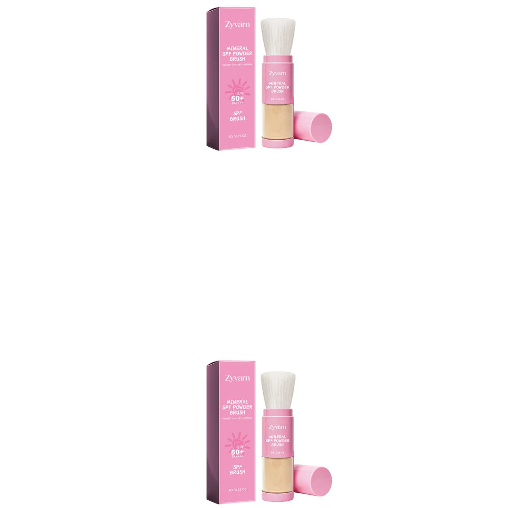 Zyvarn SPF50+ Mineral Sunscreen Powder Brush – Matte Finish Mineral Sunscreen Powder Qst 2pcs