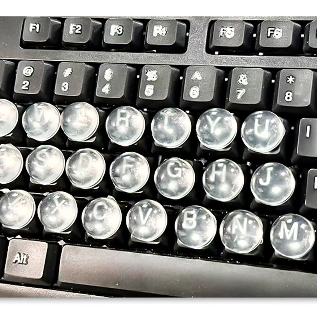 Silicone Keycaps for Long Nails – 64 Clear 3D Sticker Set Silicone Keycap Set Qme