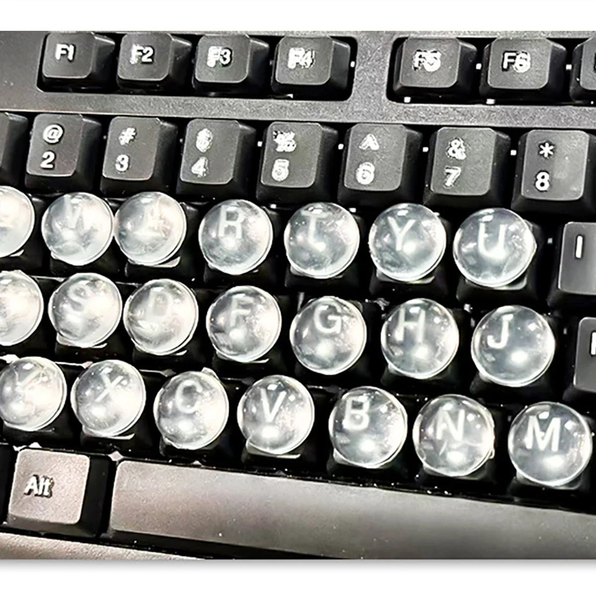 Silicone Keycaps for Long Nails – 64 Clear 3D Sticker Set Silicone Keycap Set Qme