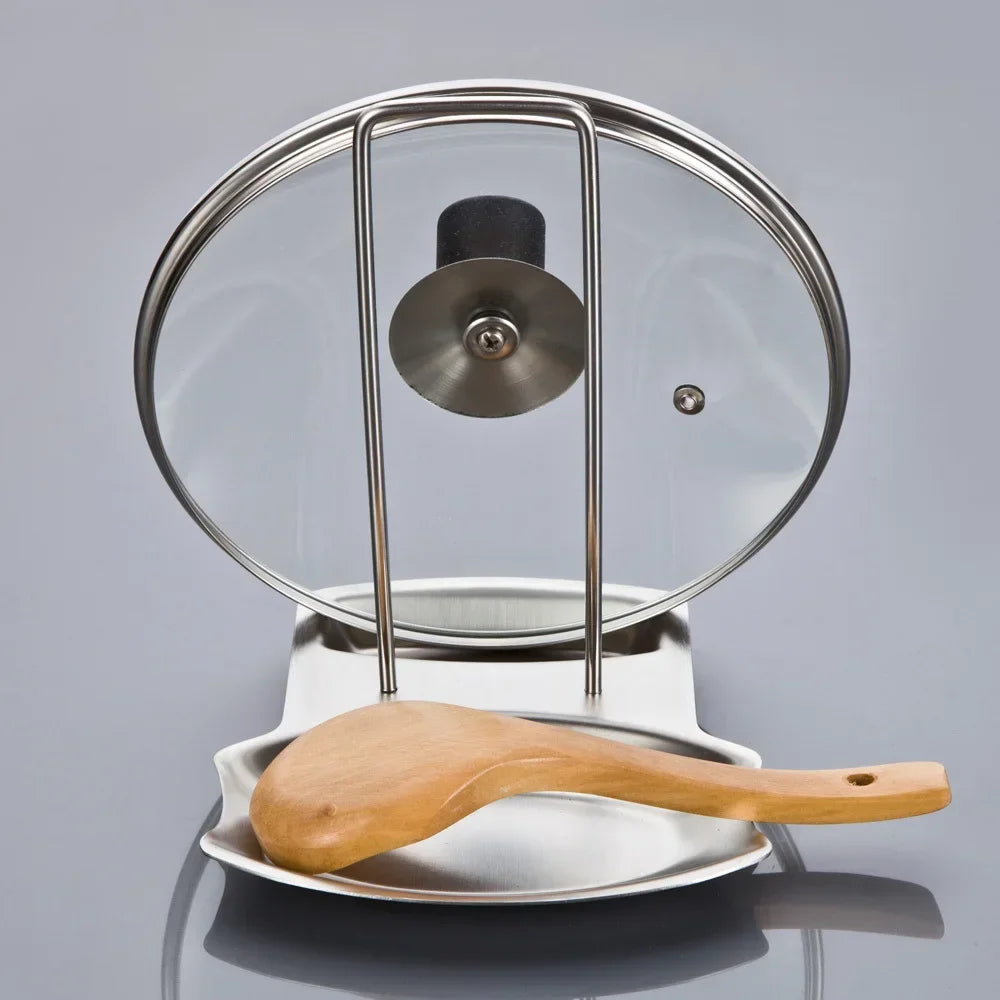 Stainless Steel Pot Lid Rack & Spoon Holder Stand Lid & Spoon Holder Qme