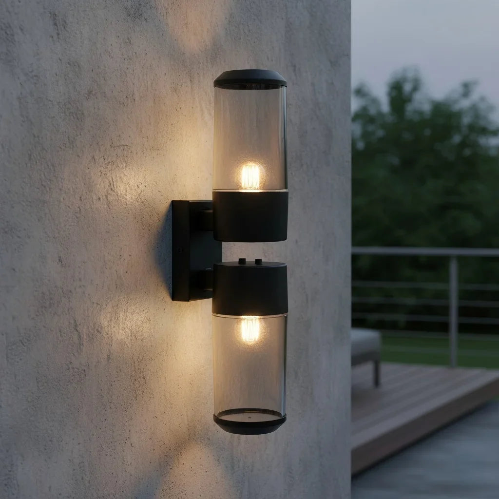 Black LED Wall Lamp – Up Down Indoor & Outdoor Lighting LED Wall Sconce Qme