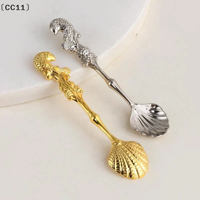 Retro Royal Dessert Coffee Spoon & Fork – Zinc Alloy Flatware Decorative Flatware Qme