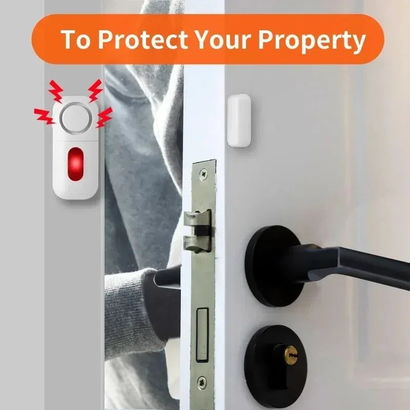 Wireless Door & Window Magnetic Sensor Burglar Alarm 130dB Door Window Alarm Qme