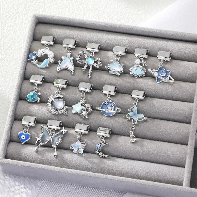 Blue Moon Heart Starfish Italian Charm Links | Modular Bracelet Modular Charm Links Qme