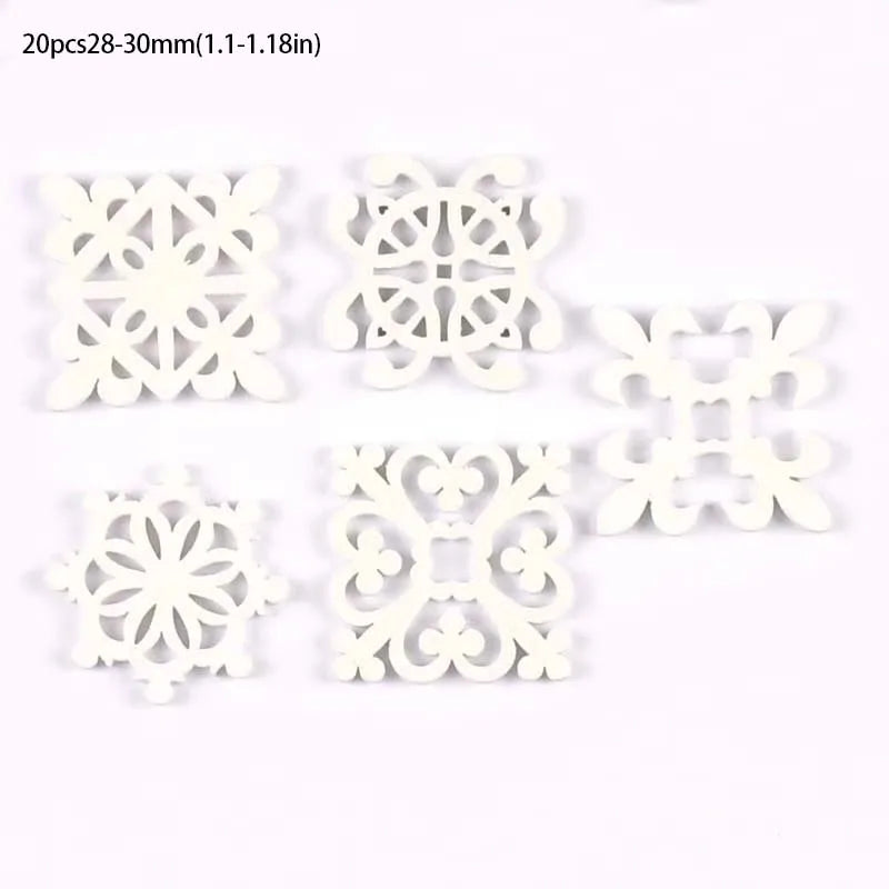White Wood Flower Lace Ornaments DIY Scrapbooking 20pcs Craft Embellishments Qme