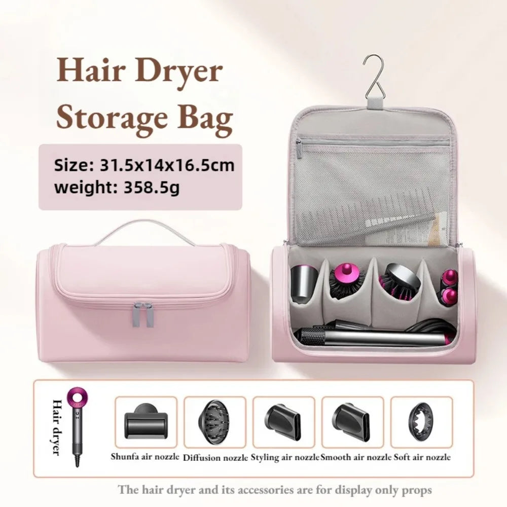 Waterproof Hair Dryer Travel Case with Hideable Hook | Large Hair Tool Travel Bag Qme