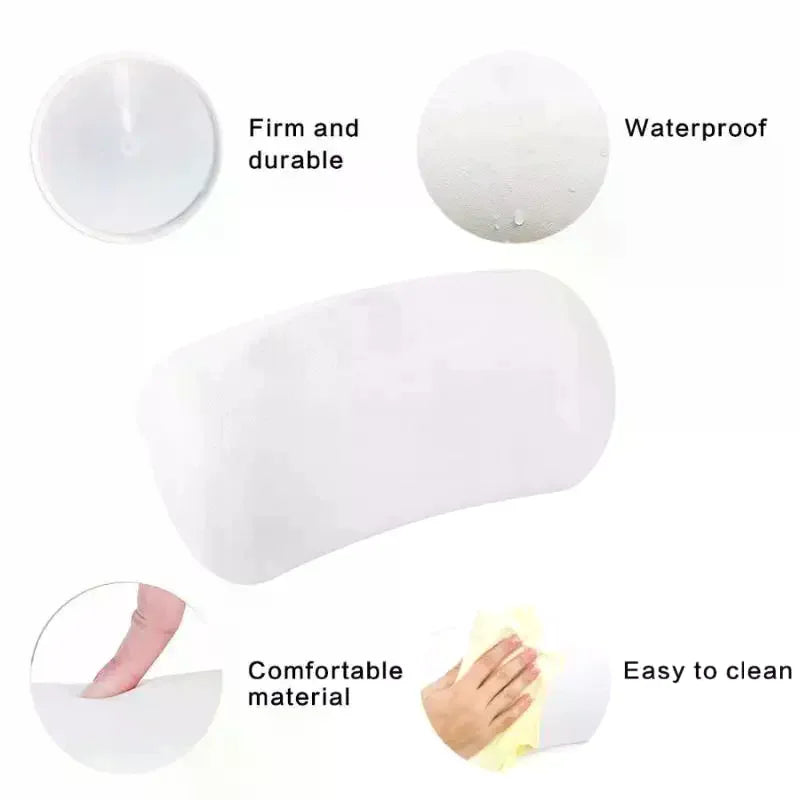 Waterproof Bathtub Headrest Pillow with Suction Cups | Spa Bath Bath Pillow Qme