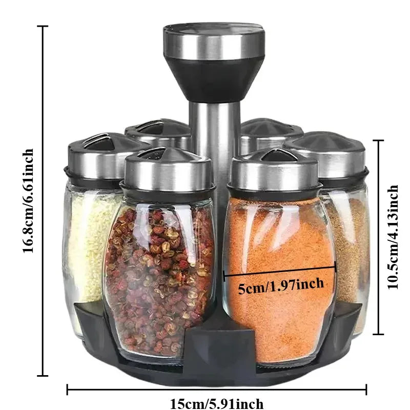 Self-Adhesive Spice Rack & Seasoning Bottle Organizer Spice Rack Organizer Qme 6Pcs glass bottle