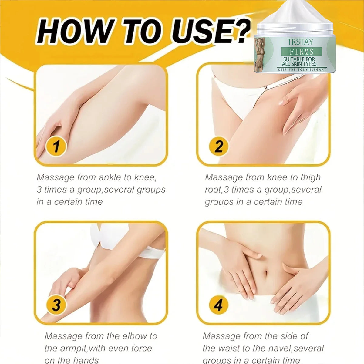 TRSTAY Body Firming Massage Cream – Cocoa Butter & Caffeine Body Firming Cream Qst